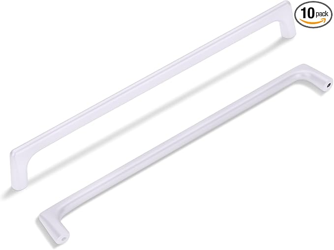 10 Pack 11.3 Inch(288mm) Hole Center Modern Matte White Cabinet Pull Handle Timeless Vanity Drawer Pull Handle Classic Cabinet Hardware for Kitchen Bathroom, Screws Included, M-White(11.3x10)