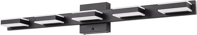 mirrea 32" Black Vanity Lights for Bathroom 5 Light Vanity Lighting Fixtures for Mirror 3 CCT Adjustable LED Vanity Light