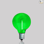 10 Pack G40 Green Led Replacement Bulbs,E12/C7 Candelabra Base,1 Watt Shatterproof Colored Bulbs for Christmas Halloween Outdoor Indoor Decor (Green)