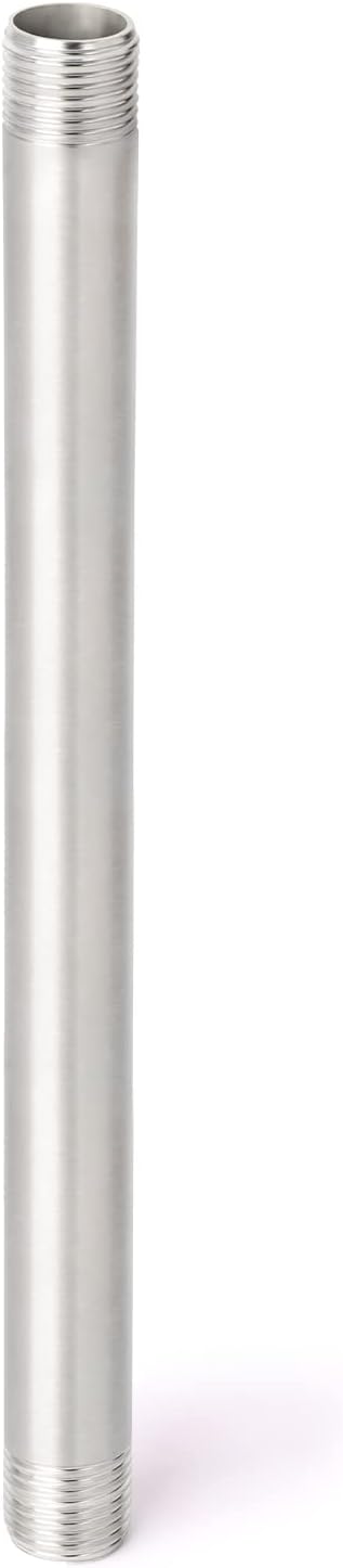 TAISHER 2Pcs Stainless Steel Pipe Fittings, 1/4" NPT x 1/4" NPT Male Threaded, 12" Length Nipple Cast Pipe