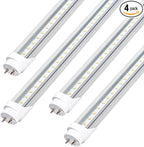 LED Bulbs 4ft Type A+B Replacemen for T8 Fluorescent Light Bulbs 48 inch,24W 3200LM 5000K Clear Cover Super Bright,Plug & Play,Didn't Have to Modify Your Fixture or Anything(4-Pack)