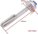 DERNORD 2 Inch (OD64) Tri-clamp 120V 1500W Foldback Heating Element Electric Water Heater with Low Watt Density