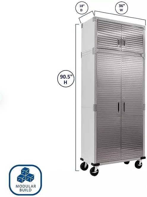 Heavy Duty 8-Piece Steel Garage Cabinet Storage Set with Rolling Workbench, 12 Feet Wide (Granite)