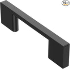 Alzassbg 10 Pack Matte Black Cabinet Pulls, 3 Inch(76mm) Hole Centers Rectangle Cabinet Handles Kitchen Pulls for Cabinets AL3051MB