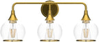 Gold Bathroom Vanity Light 3-Lights Bathroom Light Fixtures Over Mirror with Clear Glass Shade 22.4 inch Wall Sconce Lighting Bath(Exclude E26 Bulb)