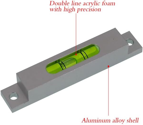 Aluminum alloy small bar level, square horizontal bubble, water level ruler, installation hole adjustable head (79 * 15 * 15mm)