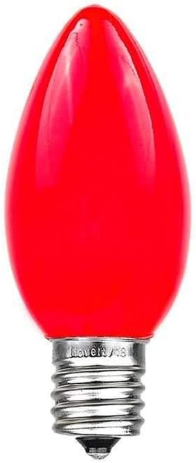 Novelty Lights Ceramic Christmas Replacement Bulbs - Outdoor Individual Bulbs for Events, Holiday Parties, Patios, and More - C7/E12 Candelabra Base, 5 Watt Lights (Red, 25 Pack)