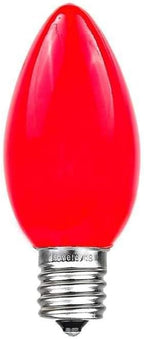 Novelty Lights Ceramic Christmas Replacement Bulbs - Outdoor Individual Bulbs for Events, Holiday Parties, Patios, and More - C7/E12 Candelabra Base, 5 Watt Lights (Red, 25 Pack)