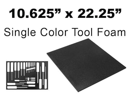 5S Lean Tool Box Foam Organizers 1/2 INCH Thick (1 Piece) (10.625" x 22.25", Black)
