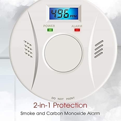 2 Pack Smoke Detector and Carbon Monoxide Detector co2 Detector Battery Powered with Test/Reset Button