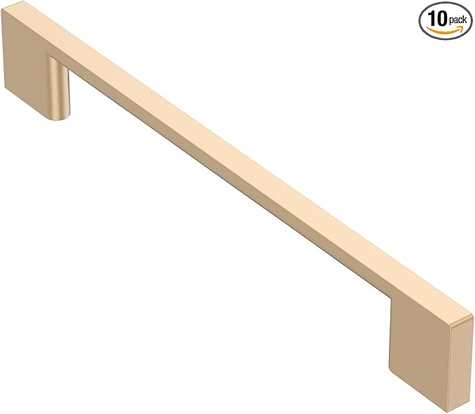 Alzassbg 10 Pack Champagne Copper Cabinet Pulls, 6.3 Inch(160mm) Hole Centers Rectangle Cabinet Handles Kitchen Pulls for Drawers and Cabinets AL3051SCG