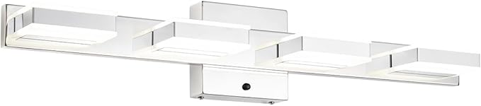 mirrea 24" LED Chrome Vanity Light 3000K/4000K/5000K CCT Adjustable 4 Light Bathroom Light Fixture Over Mirror