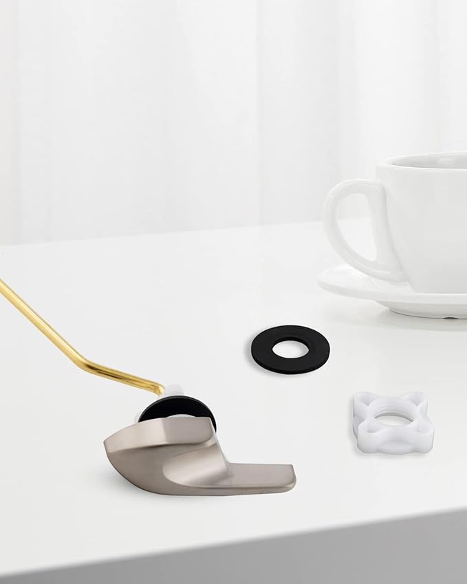 2 Pack Universal Brass Toilet Handle Replacement Kit, Side/Angle Mount Toilet Flush Handle Compatible with Kohler K-GP30324-CP/TOTO/American Standard, Stainless Steel Flapper Chain, Brushed Nickel