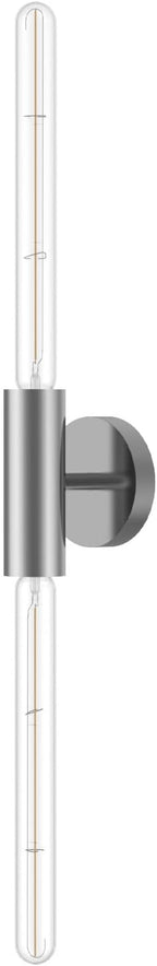 FLSNT Polished Nickel 2-Light Wall Sconce with Clear T30 Edison LED Bulbs, Dimmable E26 Standing Lamp, 2700K Soft White, 90CRI, 350LM, Industrial Wall Light for Living Room, Bedroom, Office