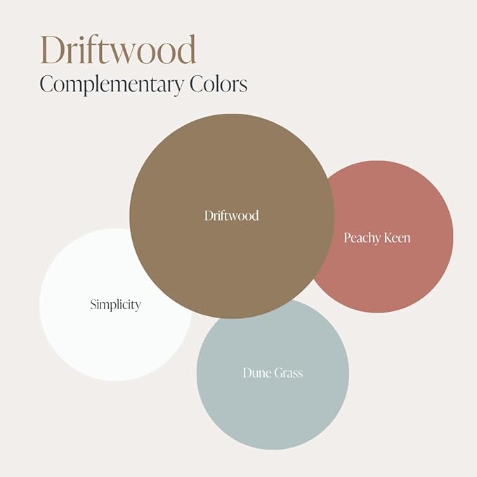 Country Chic All-in-One Chalk Paint for Furniture, Cabinets, Home Decor, Eco-Friendly, Matte Finish, Built-In Primer & Top Coat for Wood, Metal - Driftwood (Brown) - Quart 32 oz (950 ml)