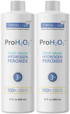 ProH2O2 3% Food Grade Hydrogen Peroxide – Natural Cleaner & Disinfectant – Suitable for Household Use – Ideal for Cleaning, Sanitizing & Gargle – 32 fl oz Refill (Pack of 2)