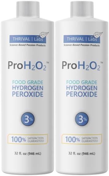 ProH2O2 3% Food Grade Hydrogen Peroxide – Natural Cleaner & Disinfectant – Suitable for Household Use – Ideal for Cleaning, Sanitizing & Gargle – 32 fl oz Refill (Pack of 2)