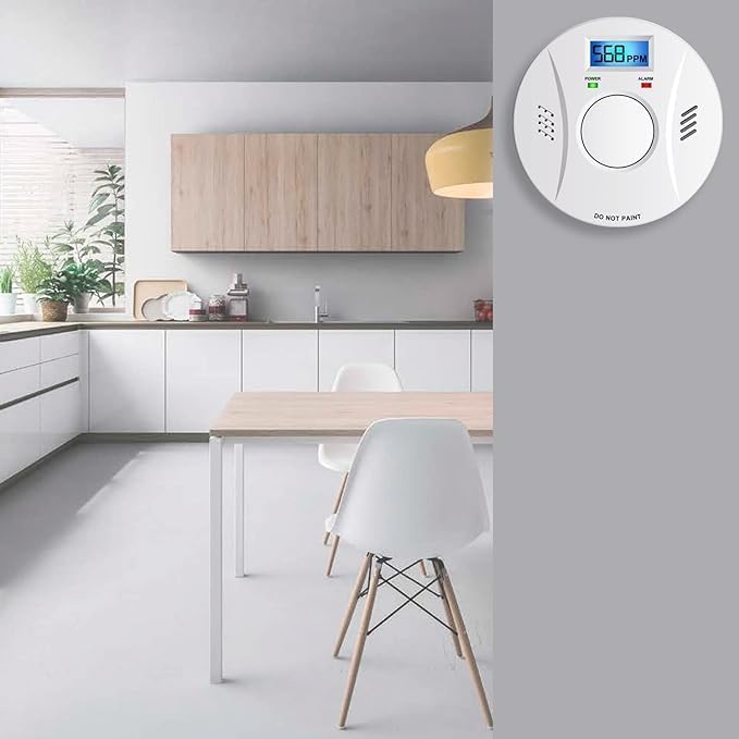 1 Pack Smoke Detector and Carbon Monoxide Detector co2 Detector Battery Powered with Test/Reset Button