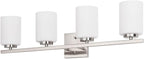 mirrea 28in 4-Light Modern Bathroom Vanity Light with Etched White Glass Shades Brushed Nickel Finished Light Fixture