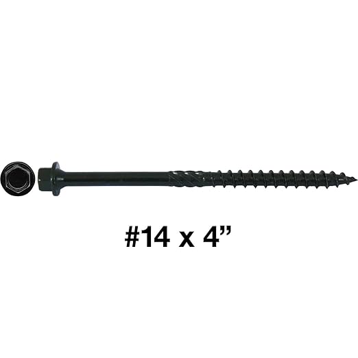 Jake Sales #14 X 4 Heavy Duty Black Timber/Log/Landscaping Wood Screws - Exterior Coated Heavy Duty Screws - 5 pounds ~135 Screws