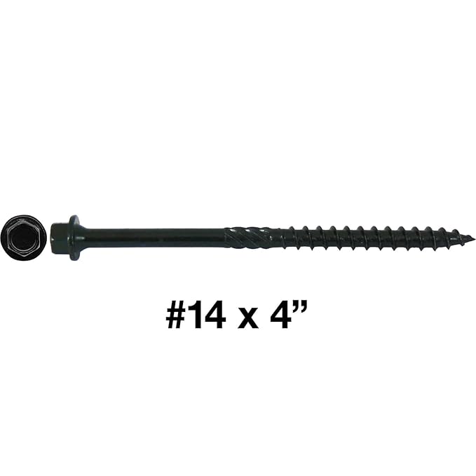 Jake Sales #14 X 6 Heavy Duty Black Timber/Log/Landscaping Wood Screws - Exterior Coated Heavy Duty Screws. 10 x 50 Count Boxes - 500 Screws