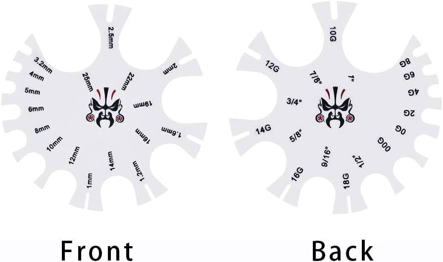 COOEAR Acrylic Piercing Gauge Measurement Wheel 18G-1 Inch.