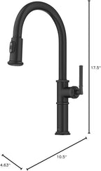 KRAUS Allyn Traditional Industrial Pull-Down Single Handle Kitchen Faucet in Matte Black, KPF-4100MB