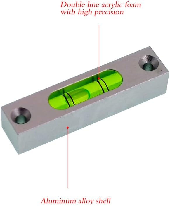 Aluminum alloy small bar level, square horizontal bubble, water level ruler, installation hole adjustable head (66 * 15 * 14mm)