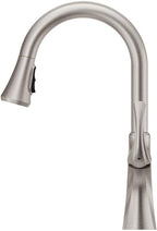 Pfister Miri Kitchen Faucet with Pull Down Sprayer and Soap Dispenser, Single Handle, High Arc, Spot Defense Stainless Steel Finish, F5297MRGS