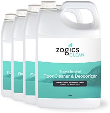 Zogics Enzyme Enriched Floor Cleaner & Deodorizer Concentrate, Case of 4-128 oz Containers - Makes up to 128 Gallons per Container