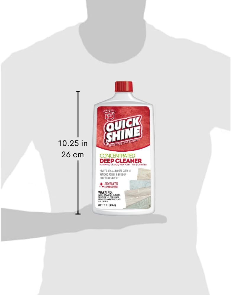 Quick Shine Multi Surface Deep Floor Cleaner and Wax Remover 27oz, 6Pk | Removes Wax Build-Up, Revitalizes Floors & Cleans Grout | Use on Hardwood, Laminate, LVT, Tile and Stone | Pro-Level Cleaning