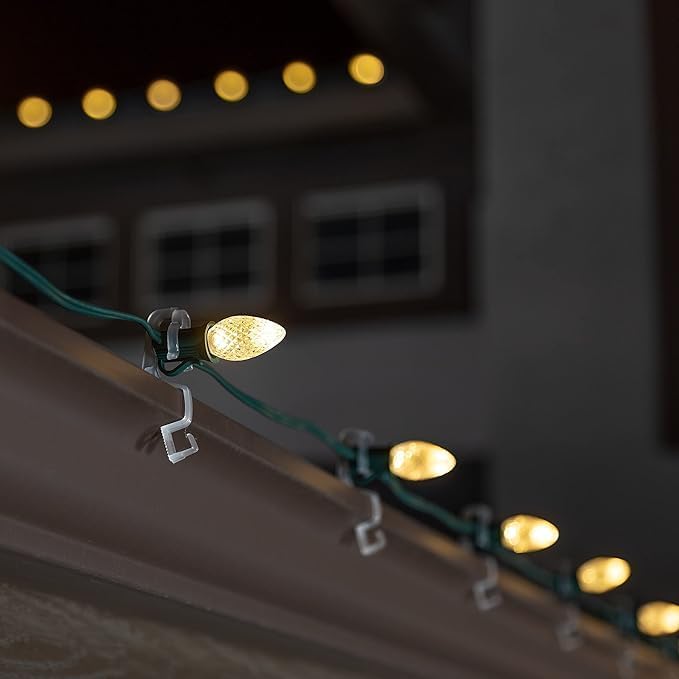 Holiday Lighting Outlet Faceted C7 Christmas Lights | Cool White LED Light Bulbs Holiday Decoration | Warm Christmas Decor for Indoor & Outdoor Use | 2 SMD LEDs in Each Light Bulb | Set of 25