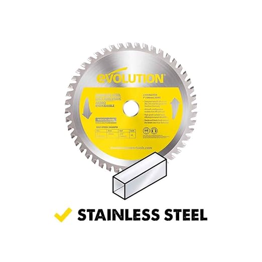 Evolution Power Tools 185BLADESS Stainless Steel Cutting Saw Blade, 7-1/4-Inch x 48-Tooth , Yellow