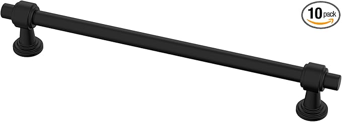 Alzassbg 10 Pack Matt Black Cabinet Pulls, 7-1/2 Inch(192mm) Hole Centers Cabinet Handles Kitchen Hardware Straight Bar for Cabinets and Drawer AL3505MB