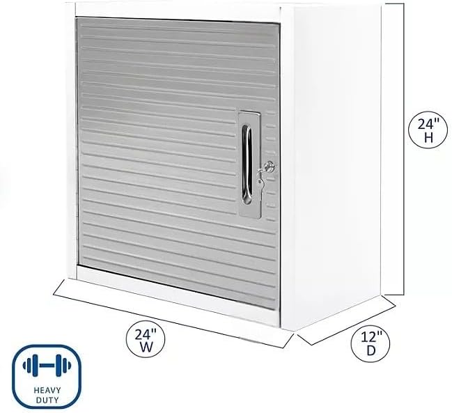 Heavy Duty 8-Piece Steel Garage Cabinet Storage Set with Rolling Workbench, 12 Feet Wide (White)