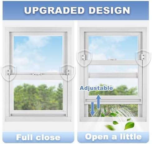 Sliding,Window Locks for Horizontal Sliding Windows,Window Security Lock with Key,Adjustable Aluminum Easv to Install Window Stopper,Window Locks for Up and Down Windows (12 Sets Silver)