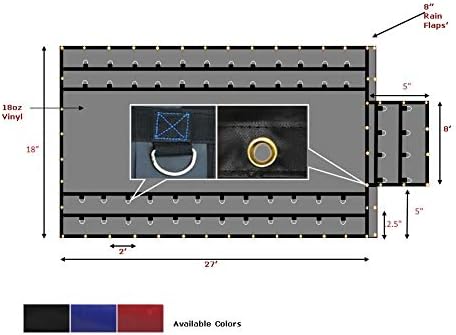 Mytee Products 18' x 27' Black Lumber Tarp for Heavy Duty Truck Cargo - 18 Oz Vinyl Flatbed Tarps with 5' Drop - Waterproof Tarp for Trailers to Protect Cargo from Wind, Rain, Snow and Sun