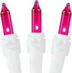 Novelty Lights 50 Feet 100 Bulb Incandescent Mini Light String, Pink with 6-Inch Spacing on White Wire, UL Listed Commercial Grade Indoor/Outdoor Mini Lights, Connectable End-to-End