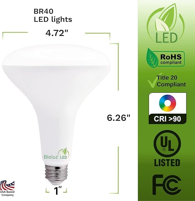 Bioluz 8 Pack LED Light Bulb BR40 Light Bulbs 3000K Soft White 90 CRI Dimmable UL-Listed CEC Title 20 Compliant 1250 Lumen Led Bulbs Indoor/Outdoor Flood Lights | Lightbulb for Outdoor Lighting