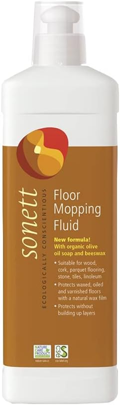 Sonett Organic Floor Cleaner -Protects waxed, oiled and varnished floors with a natural wax film without build-up 17 fl. oz (Pack of 6)