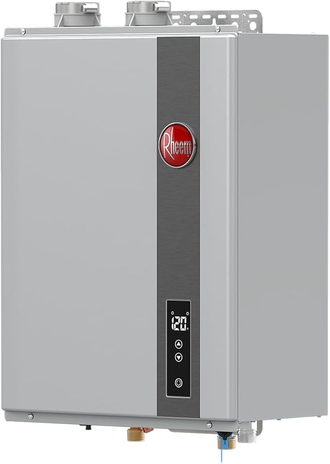 Rheem Liquid Propane Condensing Tankless Water Heater Indoor Up To 9 GPM, 180,000 BTUs Continuous Super High Efficient Hot Water