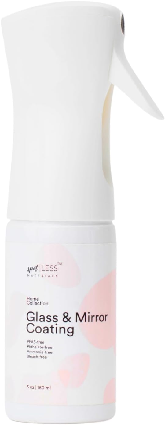 spotLESS MATERIALS Glass and Mirror Protective Coating Spray, Anti-Residue Barrier for Shower Glass, Mirrors, Windows & Bathroom Surfaces, Stain Resistant Spray, Quick Effect Coating Agent