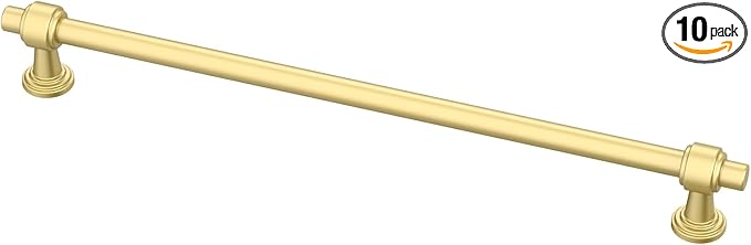 Alzassbg 10 Pack Matt Gold Cabinet Pulls, 10 Inch(254mm) Hole Centers Cabinet Handles Kitchen Hardware Straight Bar for Cabinets and Drawer AL3505MGP