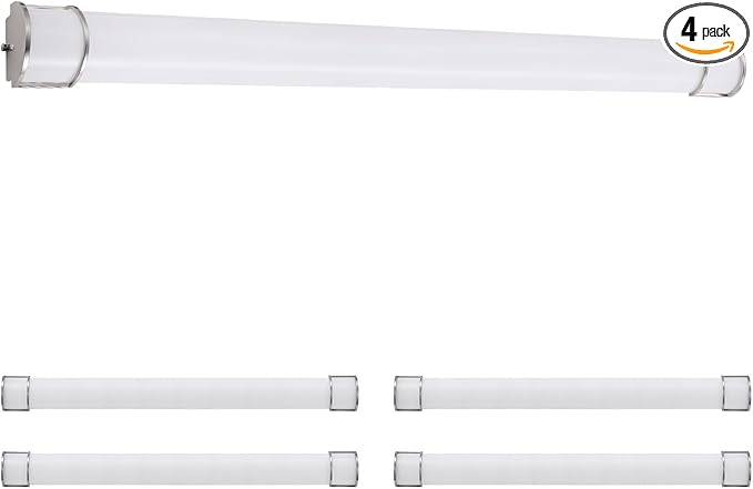 ASD LED 48" Vanity Flush Mount Light Fixture, Linear Bathroom Lighting Bar | 3CCT, Dimmable, Energy Star, ETL Listed | 35W 3200LM 3000-5000K 120V | Long Bath Wall Sconce Over Mirror | Nickel, 4 Pack
