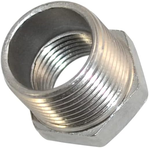 3/4" Male NPT to 1/2" Female NPT Female Reducing/Reducer Bushing Pipe Fitting,Adapter,Stainless Steel SS 304 Hex Bushing