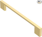 Alzassbg 10 Pack Matt Gold Cabinet Pulls, 6.3 Inch(160mm) Hole Centers Rectangle Cabinet Handles Kitchen Pulls for Drawers and Cabinets AL3051MGP