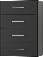 ROOMTEC 25.5" 4 Drawer Short Tower Closet Unit, Modular Closet System with Drawers and Shelf, Wardrobe Organizer for Bedroom or Walk-in Closet, Wall Mounted, Customizable Clothes Storage Unit, Black