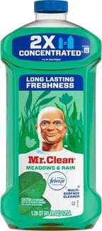 Mr. Clean 2X Concentrated Multi Surface Cleaner with Febreze Meadows & Rain Scent, All Purpose Cleaner, 41 fl oz (Pack of 2)