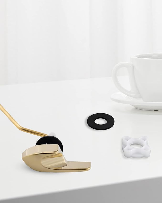 2 Pack Universal Polished Gold Toilet Handle Replacement Kit, Side/Angle Mount Toilet Flush Handle Compatible with Kohler K-GP30324-CP/TOTO/American Standard, Stainless Steel Flapper Chain