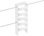 Closet System, 25.5" Wide Closet Organizer System with 3 Hanging Rods, Wood Tower Closet Storage for Walk In Closets, Wall Mounted Wardrobe Organizer Kit, Bedroom, Fit Space 6-10 ft, White